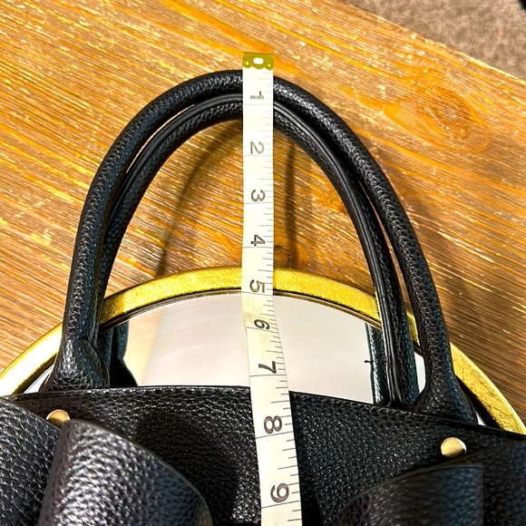 Crossi Like NEW Elegant Bow Black Classic Park Bow Leather Satchel Hand Purse - Picture 12 of 15